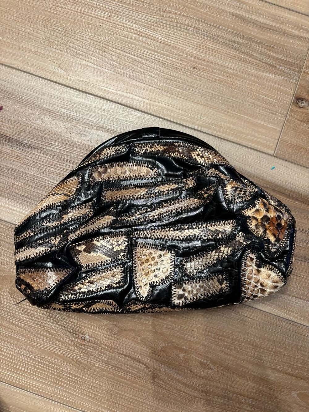 Vintage Snakeskin and Leather Framed Clutch Bag